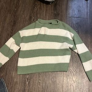 small, green and white striped sweater, brand:zesica